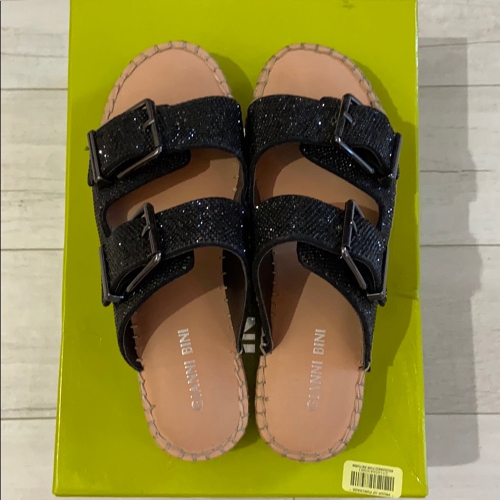 Gianni Bini Black Rhinestone Espadrille Flatform